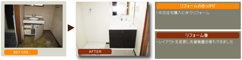 戸建て住宅　洗面台交換　床張替　クロス貼替え　床補修　設置レイアウト変更