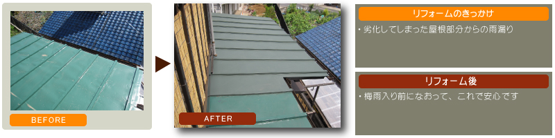 戸建て住宅　屋根防水　屋根一部葺き替え板金・塗装